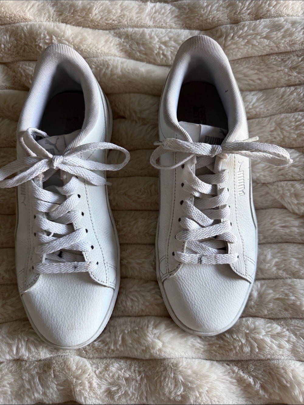 Puma White Low-Top Leather Sneakers - Classic Women's Trainers